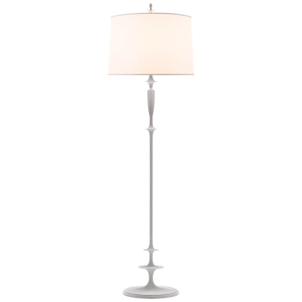 Visual Comfort Signature Collection Lotus Floor Lamp in Plaster White with Silk Shade