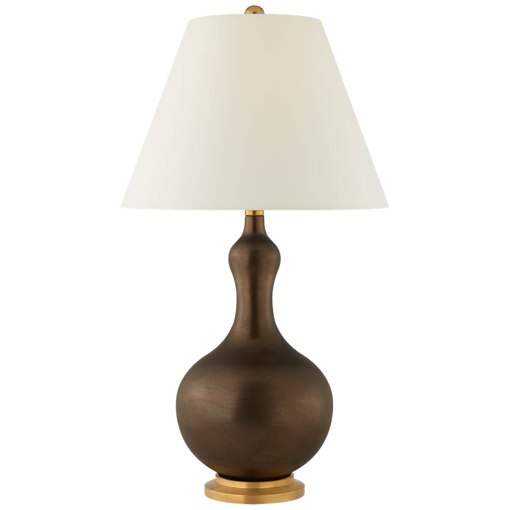 Visual Comfort Signature Collection Addison Medium Table Lamp in Matte Bronze with Natural Percale Shade