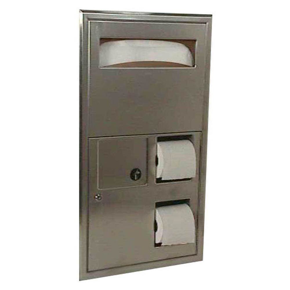 Bobrick Recessed Seat Cover Dispenser, Disposal, 0.8-Gal. Toilet Tissue Dispenser