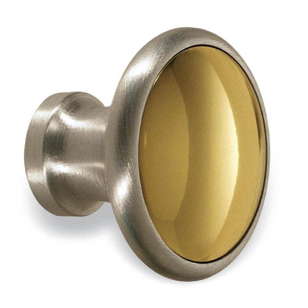 Colonial Bronze Cabinet Knob Hand Finished in Polished Chrome and Matte Satin Brass