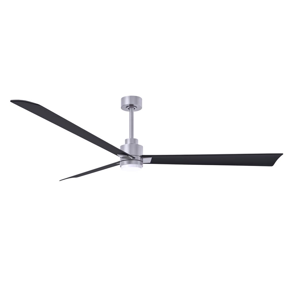 Matthews Fan Company Alessandra 3-blade transitional ceiling fan in brushed nickel finish with matte black blades. Optimized for damp location