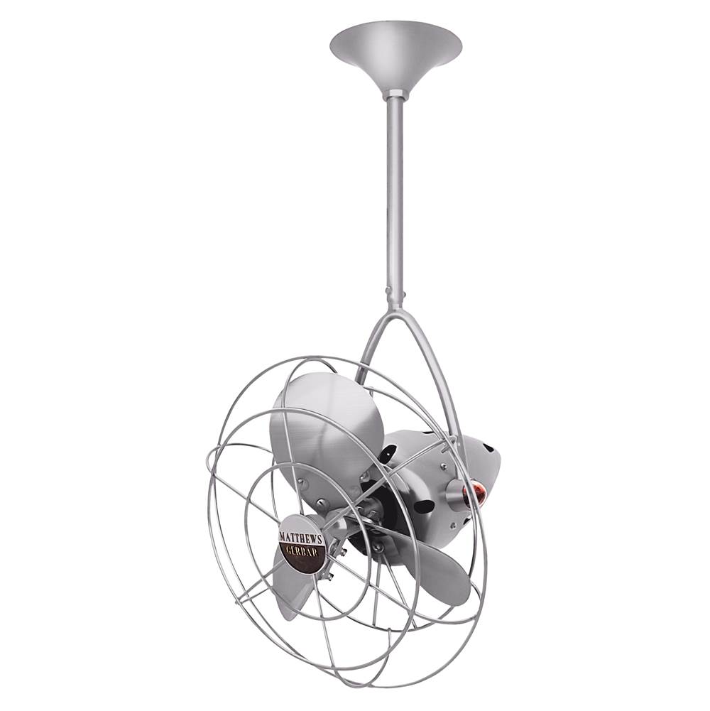 Matthews Fan Company Jarold Direcional ceiling fan in Brushed Nickel finish with metal blades for damp locations.