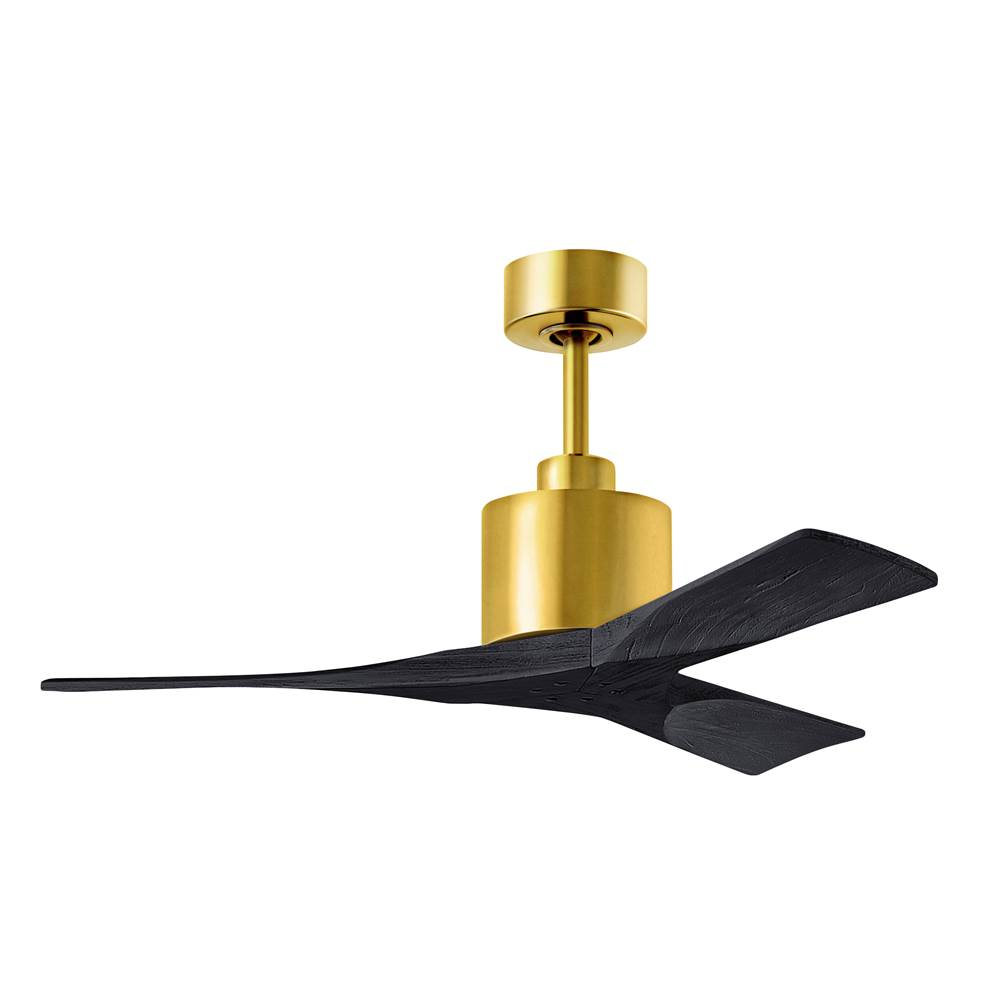 Matthews Fan Company Nan 6-speed ceiling fan in Brushed Brass finish with 42'' solid matte black wood blades