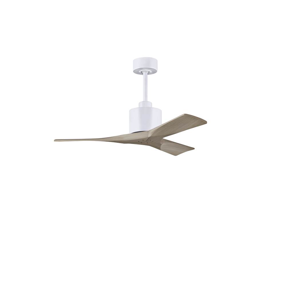 Matthews Fan Company Nan 6-speed ceiling fan in Matte White finish with 42'' solid gray ash tone wood blades