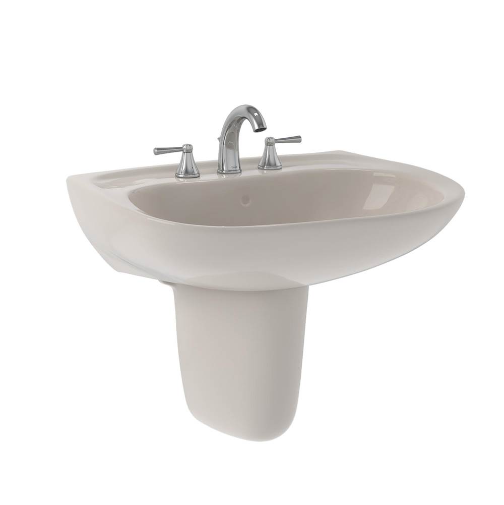 TOTO Prominence® Oval Wall-Mount Bathroom Sink with CeFiONtect™ and Shroud for 8 Inch Center Faucets, Sedona Beige
