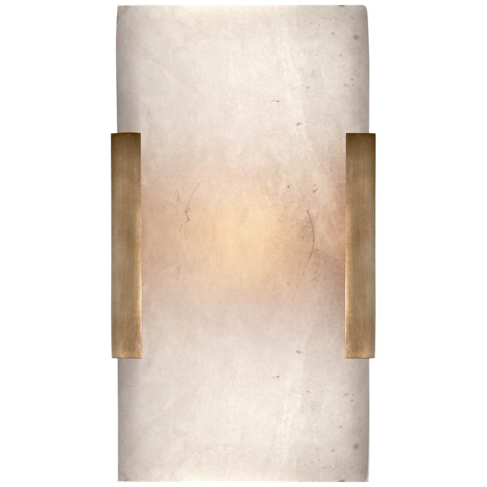 Visual Comfort Signature Collection Covet Wide Clip Bath Sconce in Antique-Burnished Brass