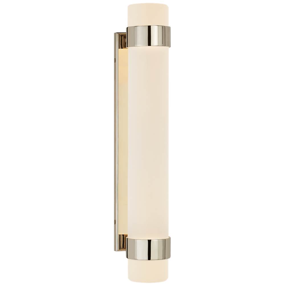 Visual Comfort Signature Collection Barton Medium Bath Sconce in Polished Nickel with Etched Crystal