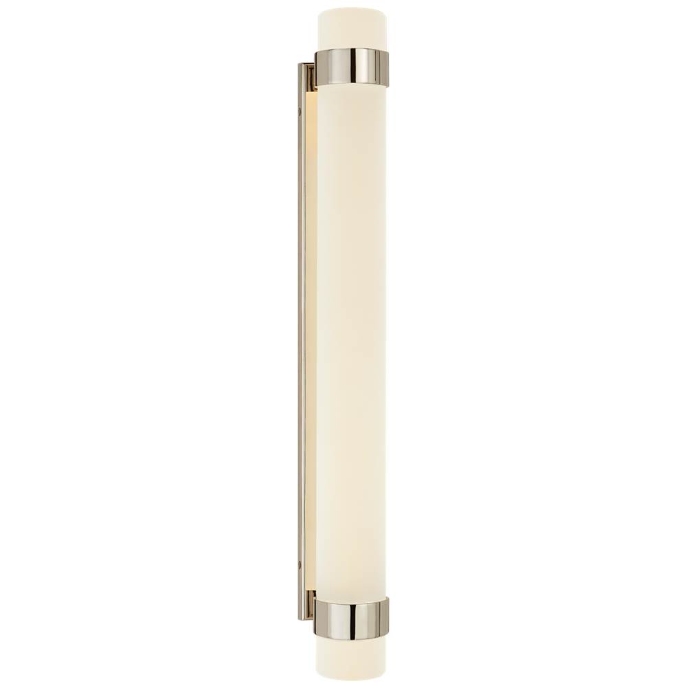 Visual Comfort Signature Collection Barton Large Bath Sconce in Polished Nickel with Etched Crystal