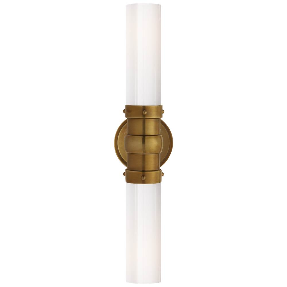 Visual Comfort Signature Collection Graydon Double Bath Light in Hand-Rubbed Antique Brass with White Glass