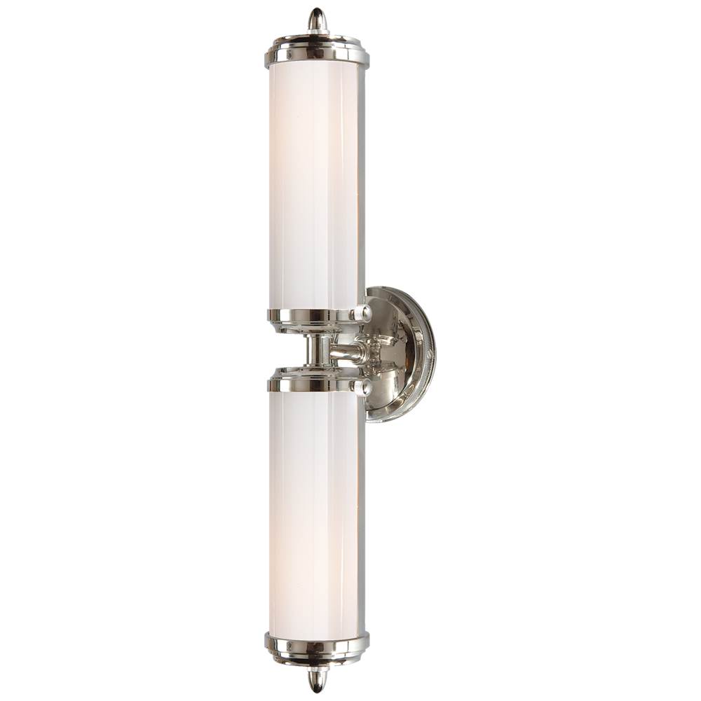 Visual Comfort Signature Collection Merchant Double Bath Light in Chrome with White Glass