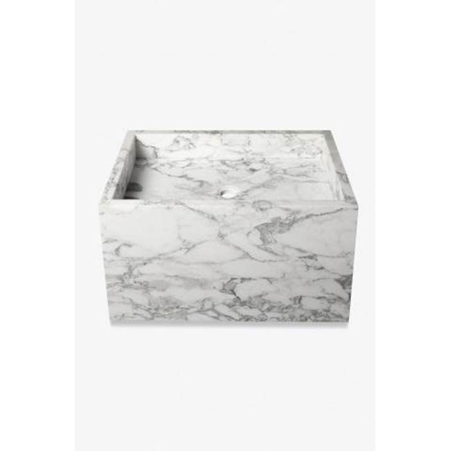 Waterworks Andro Rectangular Single Wall Mounted Marble Lavatory Sink for Wall Mounted Faucets in Arabescato