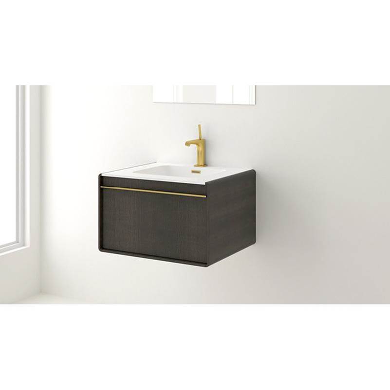 WETSTYLE  Canada Deco Vanity Wallmount 48'' - Wl Config Walnut Nat. No Calico And White Matte Lacquer - Brushed Steel